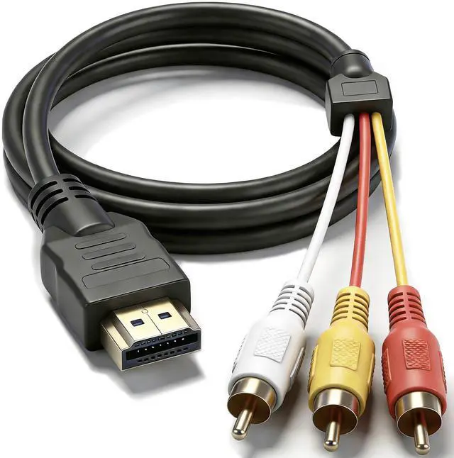 Main image of HDMI to RCA Converter, 1080P AV to HDMI Adapter Cord for DVD Player, New Device to Old CRT TV, Set-Top Box/Switch/Laptop to Legacy Devices, Phone/Tablet to Car Audio Video System 5ft/1.5m