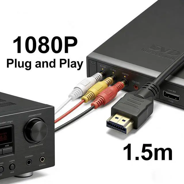 Alt view image 4 of 5 - HDMI to RCA Converter, 1080P AV to HDMI Adapter Cord for DVD Player, New Device to Old CRT TV, Set-Top Box/Switch/Laptop to Legacy Devices, Phone/Tablet to Car Audio Video System 5ft/1.5m