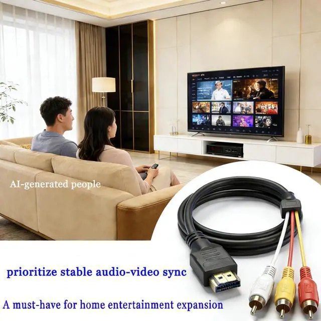 Alt view image 5 of 5 - HDMI to RCA Converter, 1080P AV to HDMI Adapter Cord for DVD Player, New Device to Old CRT TV, Set-Top Box/Switch/Laptop to Legacy Devices, Phone/Tablet to Car Audio Video System 5ft/1.5m