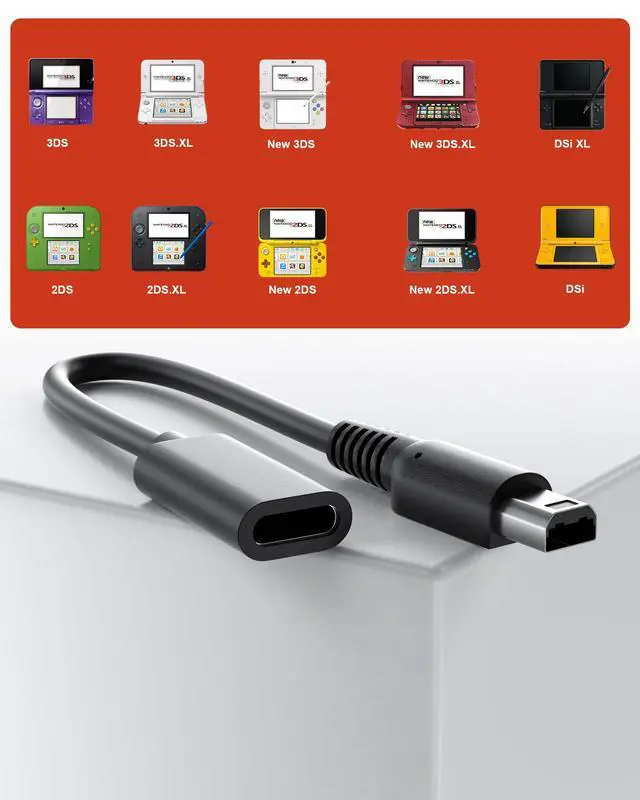 Alt view image 3 of 6 - 3DS/2DS/DSi Charging Adapter Compatible with Lightning Cable 10cm Short Cable Power Only