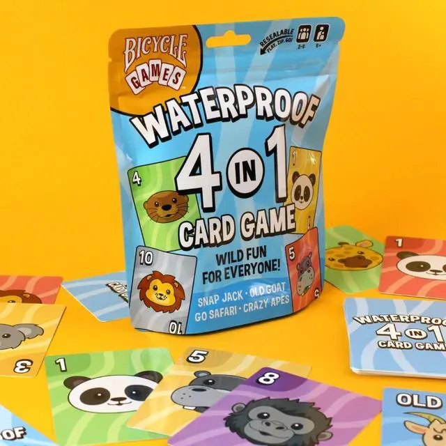 Alt view image 3 of 3 - Waterproof 4-in-1 Card Games Set Plastic Deck Family Travel Pack