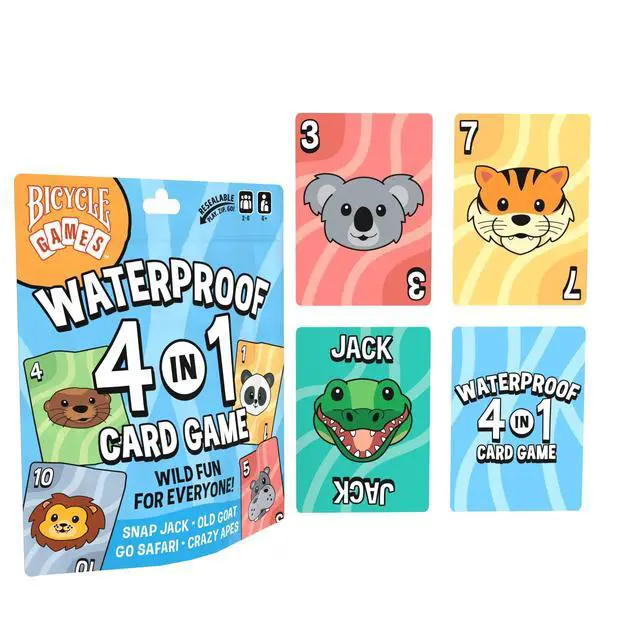 Alt view image 2 of 3 - Waterproof 4-in-1 Card Games Set Plastic Deck Family Travel Pack