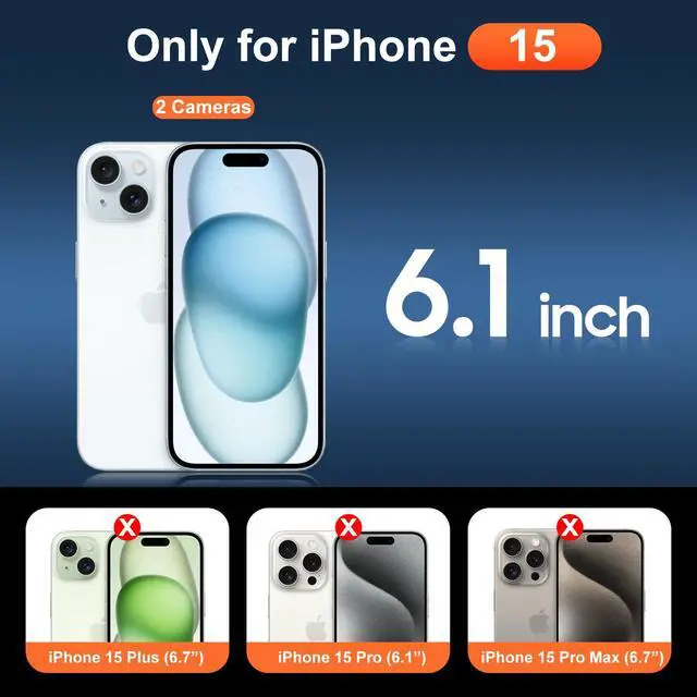 Alt view image 2 of 7 - Magnetic for iPhone 15 Case (Built-in Invisible Kickstand)(Screen Protector)(Compatible with MagSafe)(Military Grade Shockproof) Transparent Slim Phone Cover,Clear