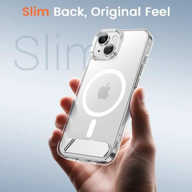 Alt view image 7 of 7 - Magnetic for iPhone 15 Case (Built-in Invisible Kickstand)(Screen Protector)(Compatible with MagSafe)(Military Grade Shockproof) Transparent Slim Phone Cover,Clear