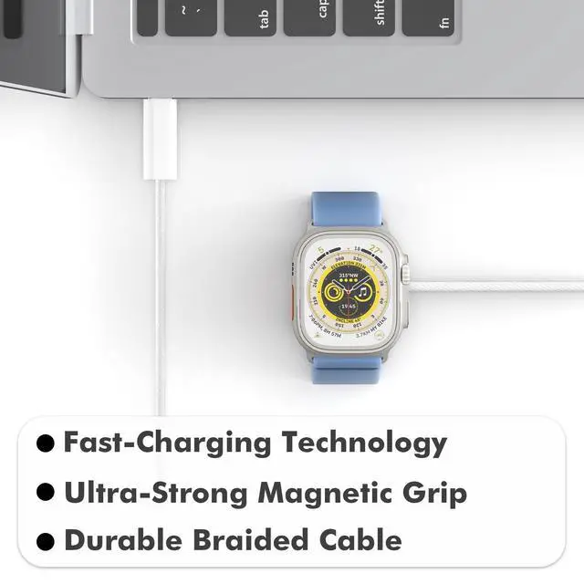 Alt view image 2 of 7 - Magnetic Fast Charger for Apple Watch, Smart iWatch Charger, Compatible Apple Watch Chargers for Ultra 2/Ultra/Series 10/9/8/7/6/SE, USB C, Durable & Safe, 2-3 Hour Full Charge, Smart IC, 3FT, White