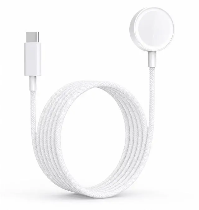Main image of Magnetic Fast Charger for Apple Watch, Smart iWatch Charger, Compatible Apple Watch Chargers for Ultra 2/Ultra/Series 10/9/8/7/6/SE, USB C, Durable & Safe, 2-3 Hour Full Charge, Smart IC, 3FT, White