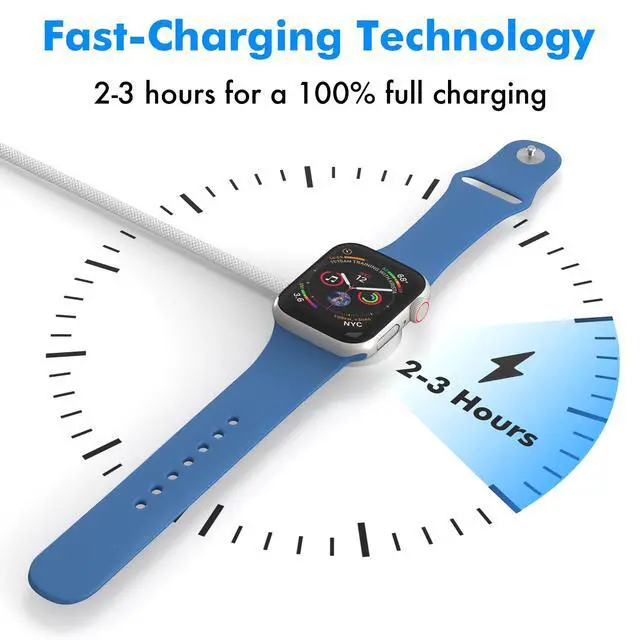 Alt view image 3 of 7 - Magnetic Fast Charger for Apple Watch, Smart iWatch Charger, Compatible Apple Watch Chargers for Ultra 2/Ultra/Series 10/9/8/7/6/SE, USB C, Durable & Safe, 2-3 Hour Full Charge, Smart IC, 3FT, White
