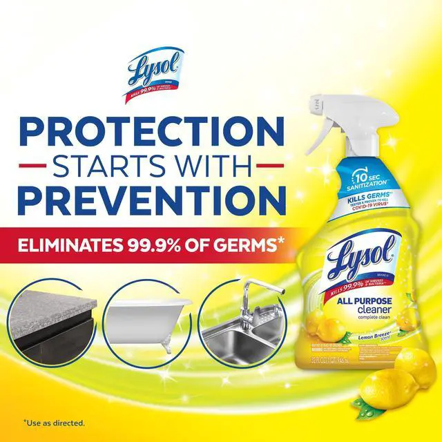 Alt view image 4 of 5 - All Purpose Cleaner Spray, Multi-Purpose Disinfecting Spray, Kitchen & Bathroom Cleaner, Lemon Breeze Scent, 32 Fl Oz (Pack of 4)