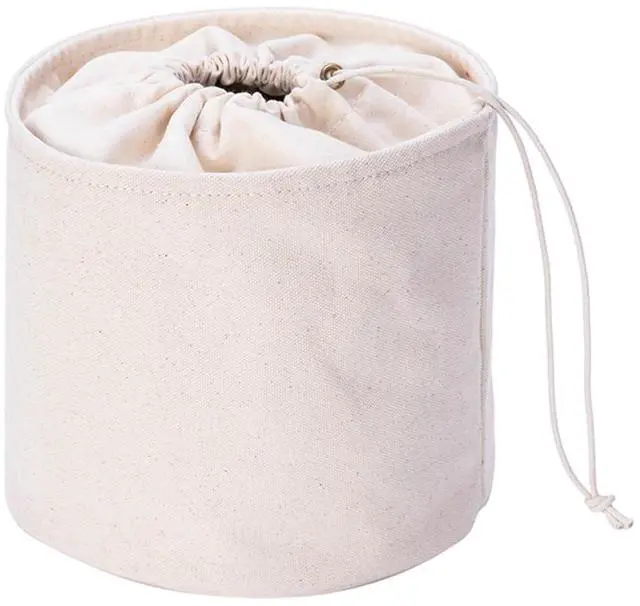 Main image of Tall Purse Organizer Insert Womens Canvas Round Handbag Organizer Storage Handbag Purse Organizer Round Cosmetic Pouch Bag Bucket Makeup Bag (Beige, L)