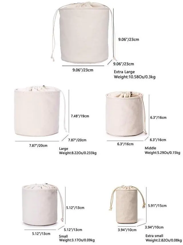 Alt view image 2 of 7 - Tall Purse Organizer Insert Womens Canvas Round Handbag Organizer Storage Handbag Purse Organizer Round Cosmetic Pouch Bag Bucket Makeup Bag (Beige, L)