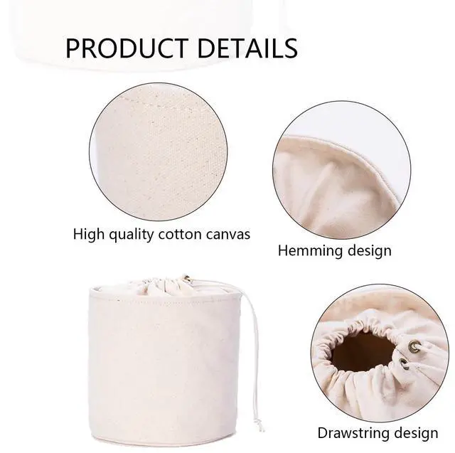 Alt view image 3 of 7 - Tall Purse Organizer Insert Womens Canvas Round Handbag Organizer Storage Handbag Purse Organizer Round Cosmetic Pouch Bag Bucket Makeup Bag (Beige, L)