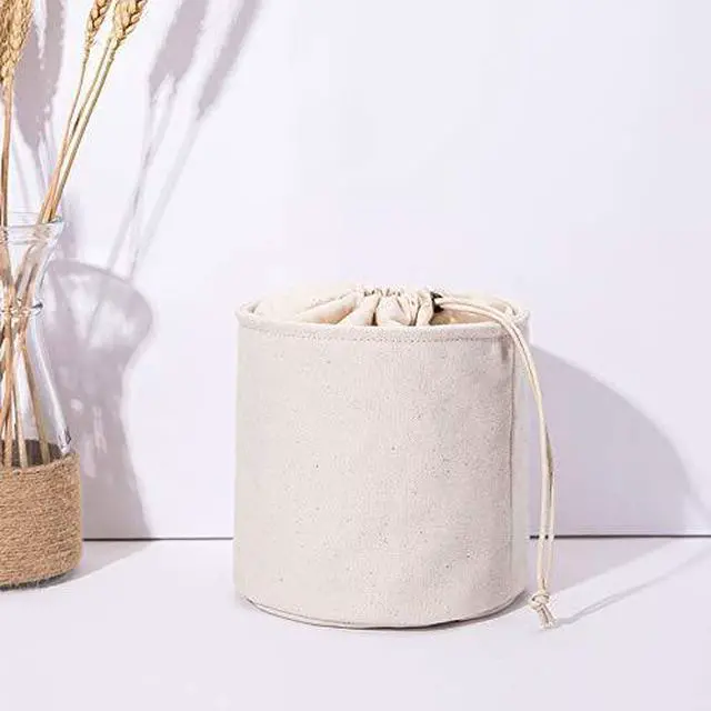 Alt view image 5 of 7 - Tall Purse Organizer Insert Womens Canvas Round Handbag Organizer Storage Handbag Purse Organizer Round Cosmetic Pouch Bag Bucket Makeup Bag (Beige, L)