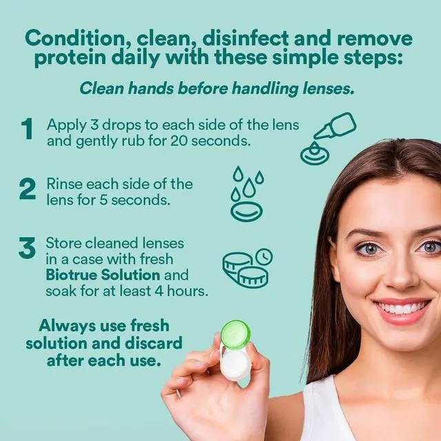 Alt view image 5 of 7 - Contact Solution, Multi-Purpose Solution with Lens Case, Cleans, Conditions, Hydrates, Disinfects, Removes Protein, Dirt & Debris, Contact Lens Cleaner & Storage, 10 Fl Oz (Pack of 2)