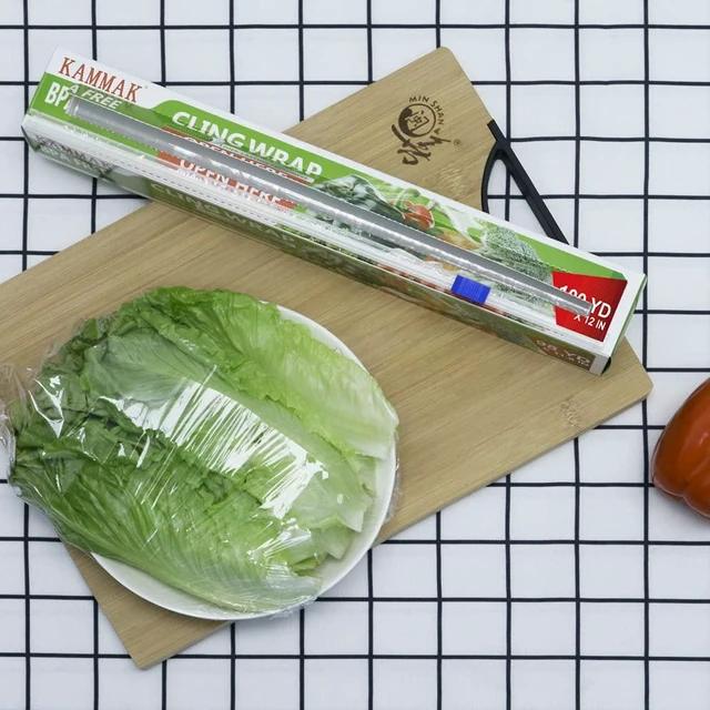Alt view image 4 of 6 - Plastic Wrap with Slide Cutter - 4 Pack 12 inch Clear Cling Film, 300 Square FT Roll - BPA Free, Microwave Safe, Quick Cut Kitchen Wrap