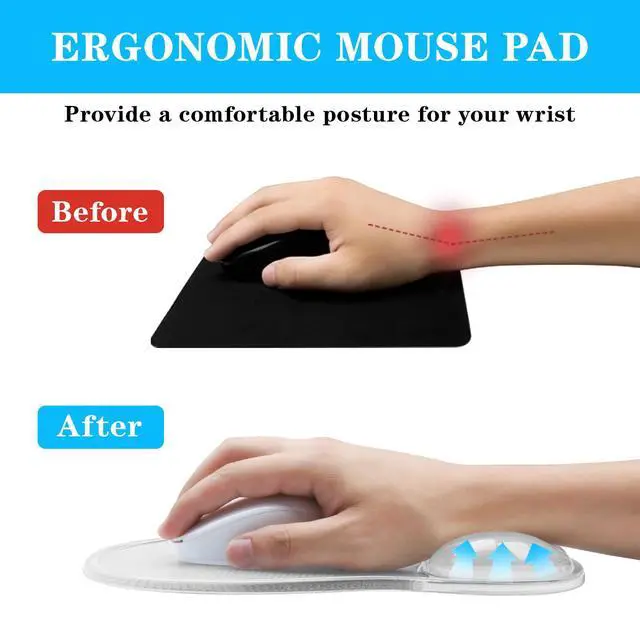 Alt view image 2 of 7 - Mouse Pad with Wrist Rest,Ergonomic Mouse Pad with Comfortable Gel Wrist Rest Support and Non-Slip PU Base for Easy Typing Pain Relief, Durable and Washable (Transparent White)