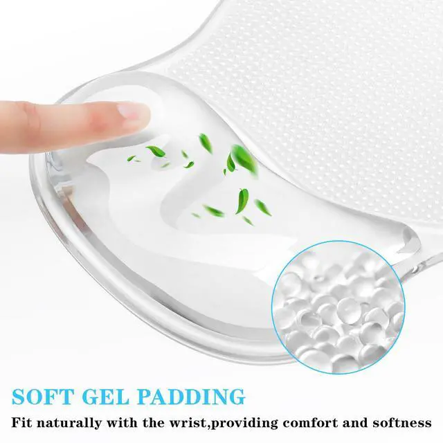Alt view image 3 of 7 - Mouse Pad with Wrist Rest,Ergonomic Mouse Pad with Comfortable Gel Wrist Rest Support and Non-Slip PU Base for Easy Typing Pain Relief, Durable and Washable (Transparent White)
