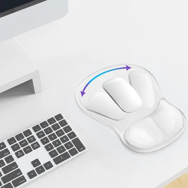Alt view image 7 of 7 - Mouse Pad with Wrist Rest,Ergonomic Mouse Pad with Comfortable Gel Wrist Rest Support and Non-Slip PU Base for Easy Typing Pain Relief, Durable and Washable (Transparent White)