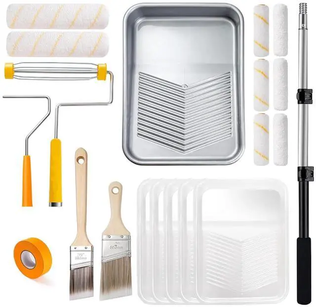Main image of Paint Roller Kit with Extension Pole 20 Pieces Painting Kit
