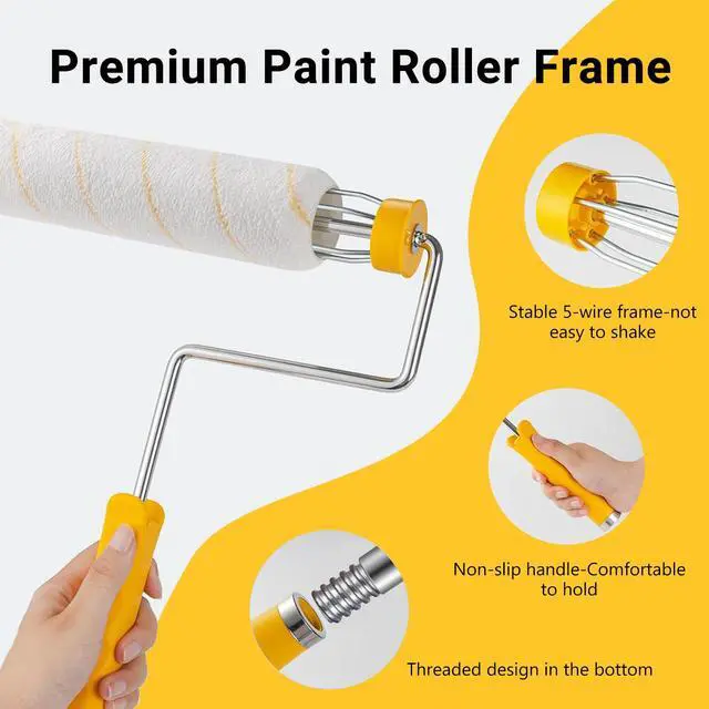 Alt view image 5 of 7 - Paint Roller Kit with Extension Pole 20 Pieces Painting Kit