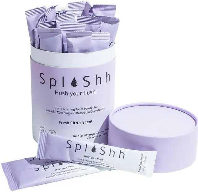 Main image of SplaShh 5 in 1 Foaming Toilet Bowl Cleaner, 30 Powder Packets, Fresh Citrus Scent, No Harsh Chemicals, Easy Clean, Replaces Sprays, Pods & Tablets, Stain & Odor Remover, Convenient Pouches