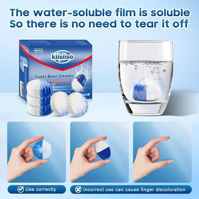 Alt view image 4 of 7 - Toilet Bowl Cleaners 40 PACK, Long-Lasting Toilet Bowl Cleaner Tablets with Sustained-Release Technology Against Tough Stains,Automatic Toilet Cleaner for Deodorizing & Descaling