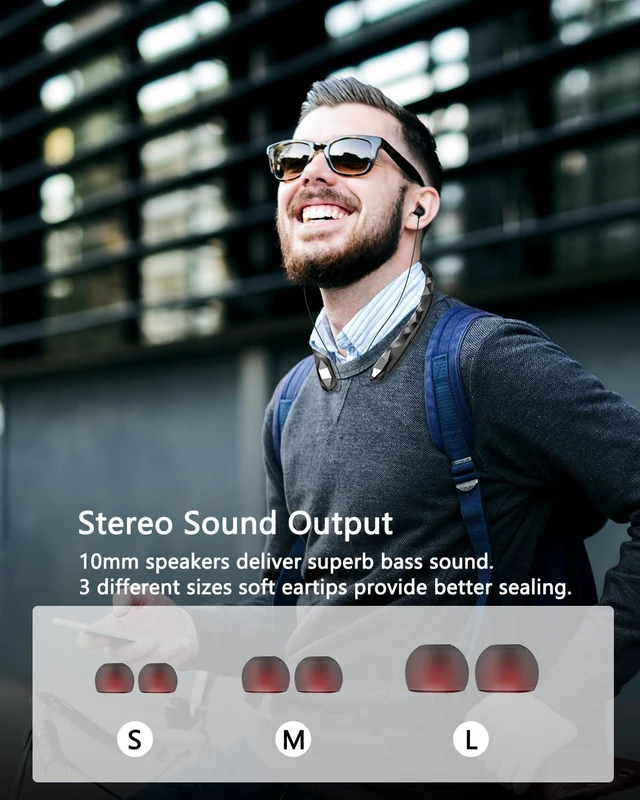 Alt view image 6 of 6 - Bluetooth Neckband Headphones, Retractable Headphone Design with IPX5 Waterproof & Vibration Alerts, Neckband Headphones Stereo Noise Cancelling for Gym/Office