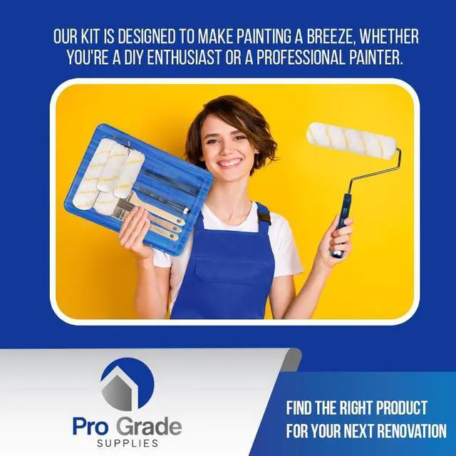 Alt view image 4 of 7 - Paint Roller Kit, Brush & Roller,10 Piece Set, Wall Painting Naps for Professionals & Homeowners - All Paints & Stains, Washable, Reusable, Easy to Clean, Superior Absorbency.