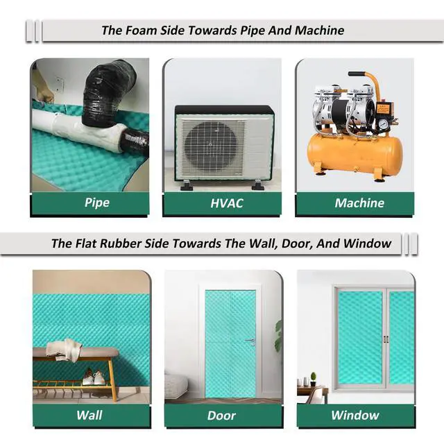 Alt view image 6 of 6 - Double Noise Blocker Sound Proof Foam, 39.4 X 13.4 X 1 inch Egg Crate Foam Rubber Sound Deadening Material, Sound Dampening Acoustic Panels for HVAC, Pipe, Machine, Window, Wall, Door