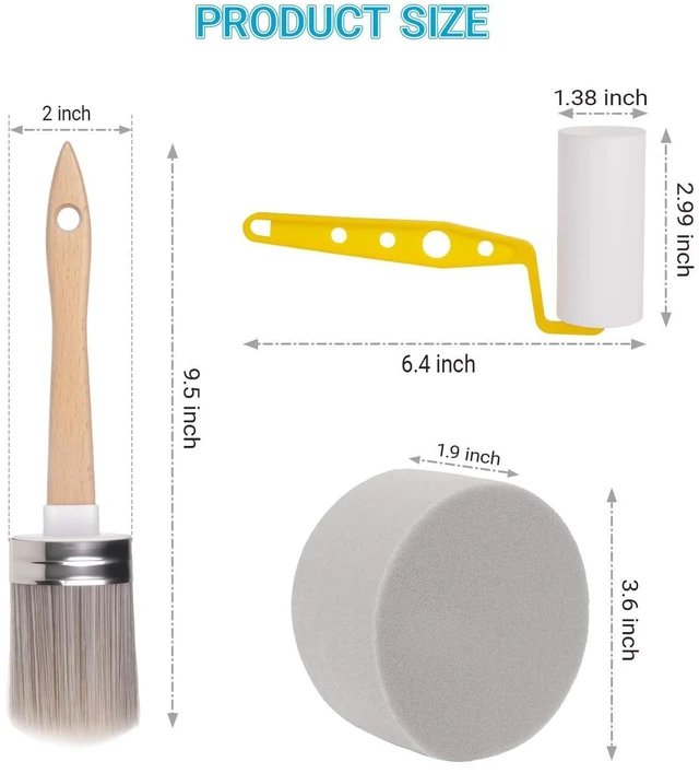 Alt view image 2 of 6 - 5-Piece Professional Paint Trim Tool Kit for All-in-ONE Paint- 1.6" Paint Brush for Trim, 2 Small Foam Paint Roller & 2 Round Sponges