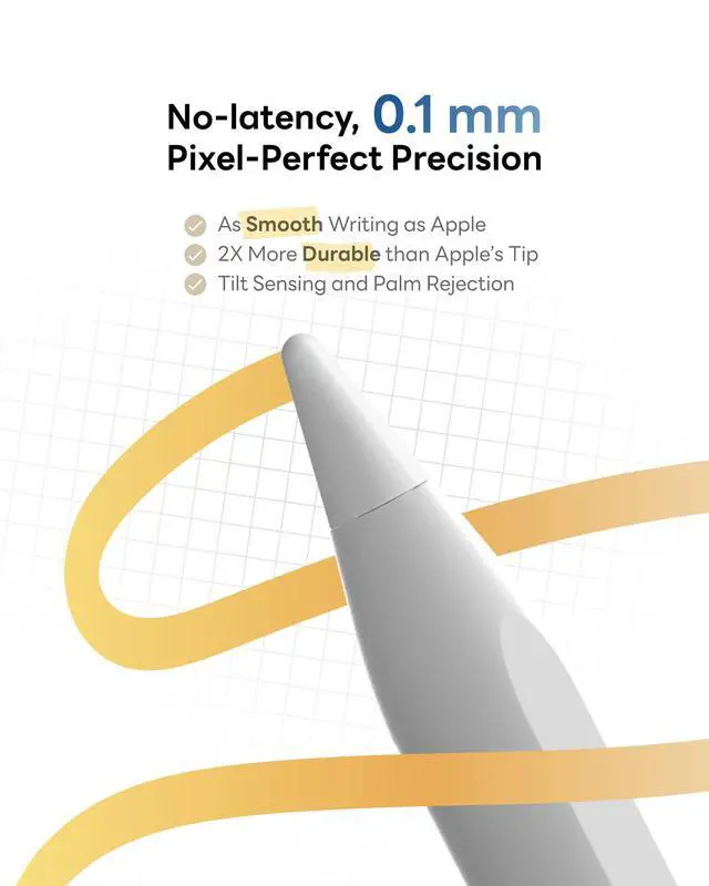 Alt view image 3 of 7 - Pencil 2 for iPad 2026-2018, Magnetic Stylus with 0.1mm Precise 2X Durable Tips, for iPad A16/11-6th Gen, iPad Pro 12.9/11/13" M4, iPad Air 3-5/M2/M3/M4, iPad mini 5/6, White