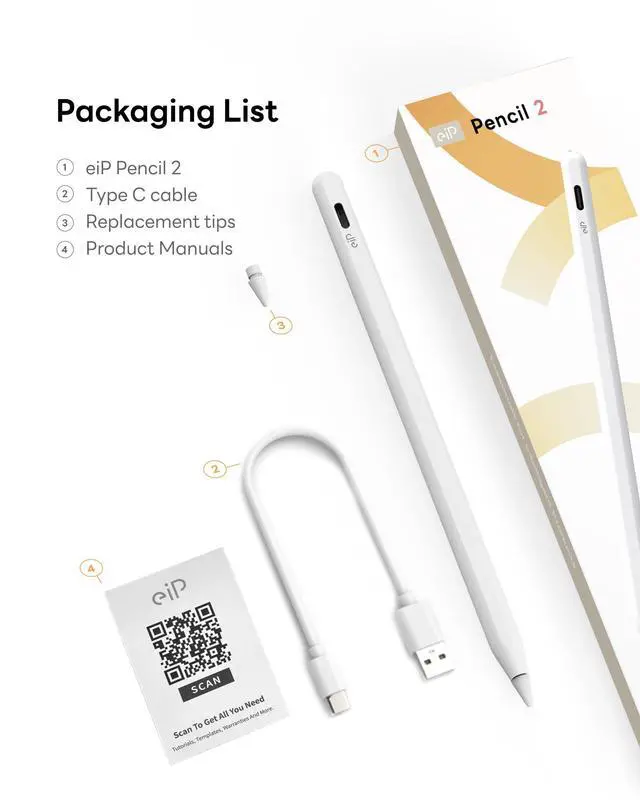 Alt view image 6 of 7 - Pencil 2 for iPad 2026-2018, Magnetic Stylus with 0.1mm Precise 2X Durable Tips, for iPad A16/11-6th Gen, iPad Pro 12.9/11/13" M4, iPad Air 3-5/M2/M3/M4, iPad mini 5/6, White
