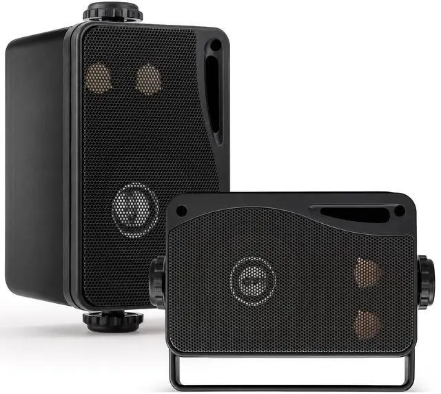 Main image of 200W Waterproof Outdoor Speaker | 3.5 Inch 3-Way Marine Speaker with Bass Reflex Vent, Rust-Proof Mesh Grills | Boat Speakers for Deck for Poolside and Marine Use, | Black