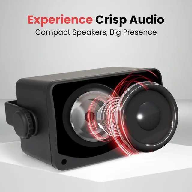 Alt view image 4 of 7 - 200W Waterproof Outdoor Speaker | 3.5 Inch 3-Way Marine Speaker with Bass Reflex Vent, Rust-Proof Mesh Grills | Boat Speakers for Deck for Poolside and Marine Use, | Black