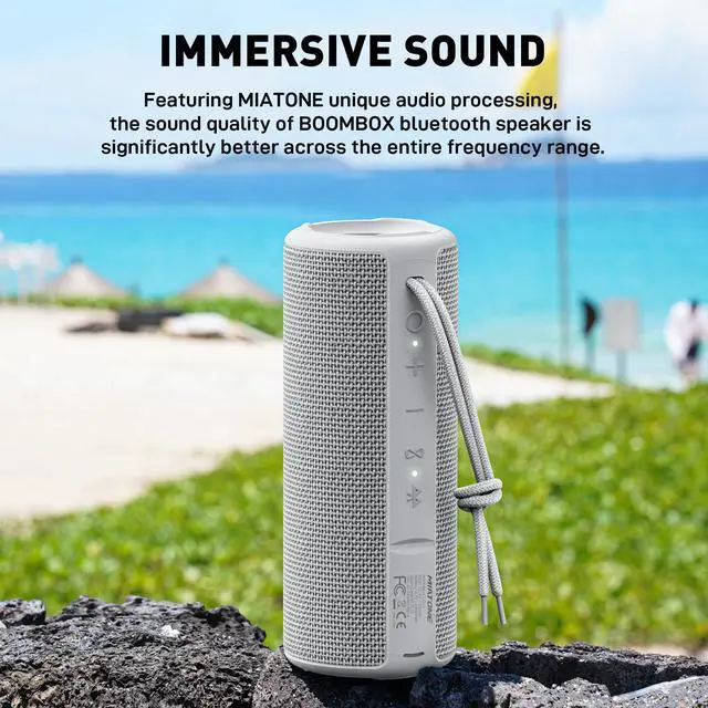 Alt view image 2 of 7 - Boombox Portable Bluetooth Speaker Wireless Outdoor Waterproof Speaker - Grey