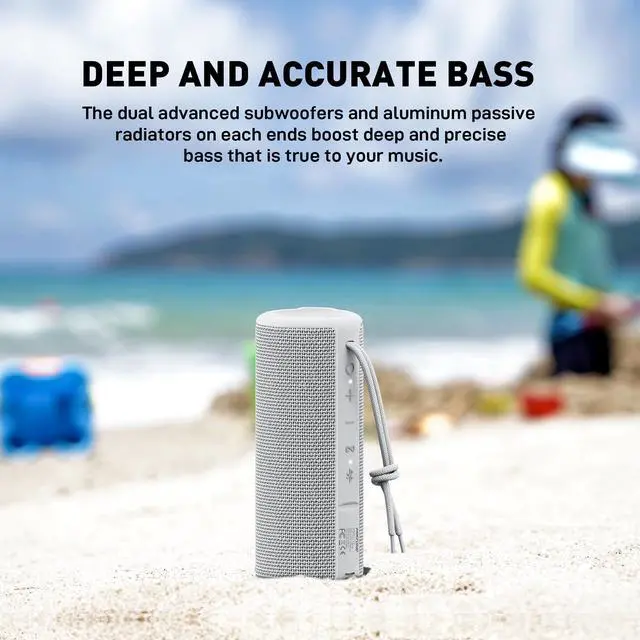 Alt view image 3 of 7 - Boombox Portable Bluetooth Speaker Wireless Outdoor Waterproof Speaker - Grey