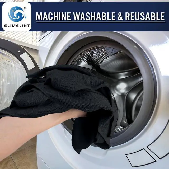 Alt view image 6 of 7 - Black Microfiber Cleaning Cloth,150PK Reusable Cleaning Rags,Highly Absorbent Shop Rags Bulk,All-Purpose Car Cleaning Towels for TV Screen, Kitchen, Bathroom, Restaurant, Garage, 14"X12"