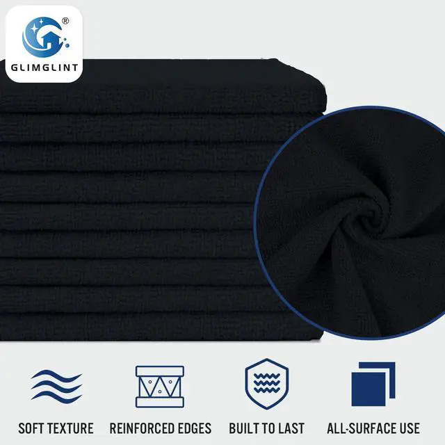 Alt view image 3 of 7 - Black Microfiber Cleaning Cloth,150PK Reusable Cleaning Rags,Highly Absorbent Shop Rags Bulk,All-Purpose Car Cleaning Towels for TV Screen, Kitchen, Bathroom, Restaurant, Garage, 14"X12"