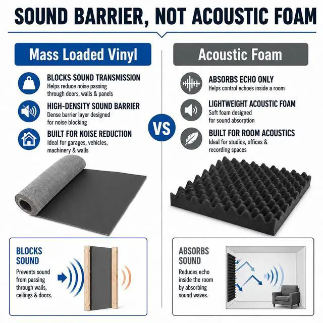 Alt view image 3 of 7 - Mass Loaded Vinyl Soundproofing Barrier, 1 x 8 Feet, 1.16 lb/sqft