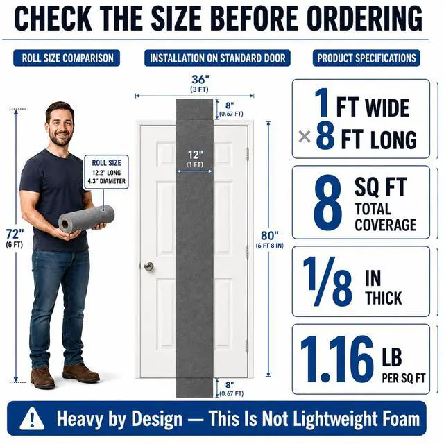 Alt view image 2 of 7 - Mass Loaded Vinyl Soundproofing Barrier, 1 x 8 Feet, 1.16 lb/sqft