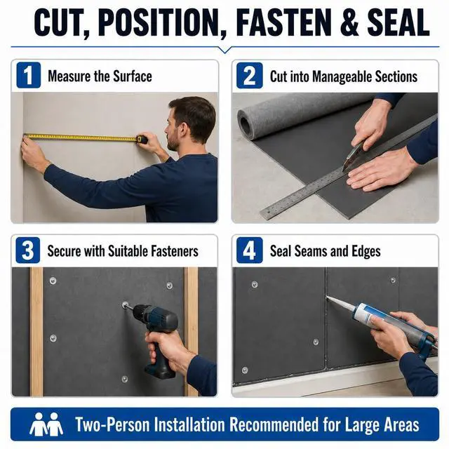 Alt view image 5 of 7 - Mass Loaded Vinyl Soundproofing Barrier, 1 x 8 Feet, 1.16 lb/sqft