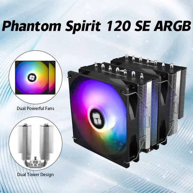 Alt view image 2 of 7 - Phantom Spirit 120 SE ARGB CPU Air Cooler,7 Heat Pipes CPU Cooler,Dual 120mm TL-C12B-S V2 PWM Fan,AGHP 4.0 Technology,S-FDB Bearing,for AMD AM4 AM5/Intel 1700/1150/1151/1200/1851
