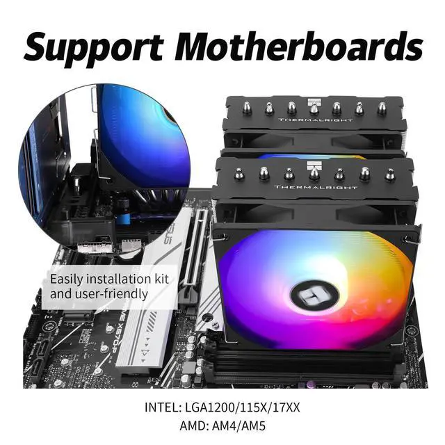 Alt view image 5 of 7 - Phantom Spirit 120 SE ARGB CPU Air Cooler,7 Heat Pipes CPU Cooler,Dual 120mm TL-C12B-S V2 PWM Fan,AGHP 4.0 Technology,S-FDB Bearing,for AMD AM4 AM5/Intel 1700/1150/1151/1200/1851