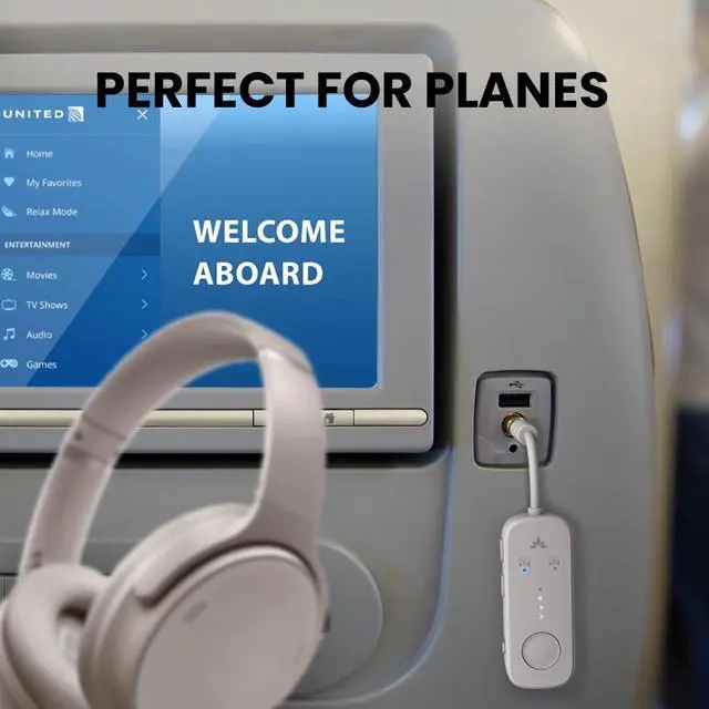 Alt view image 2 of 7 - Relay Airplane Bluetooth Adapter for 2 AirPods or Headphones