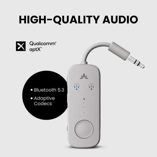 Alt view image 4 of 7 - Relay Airplane Bluetooth Adapter for 2 AirPods or Headphones