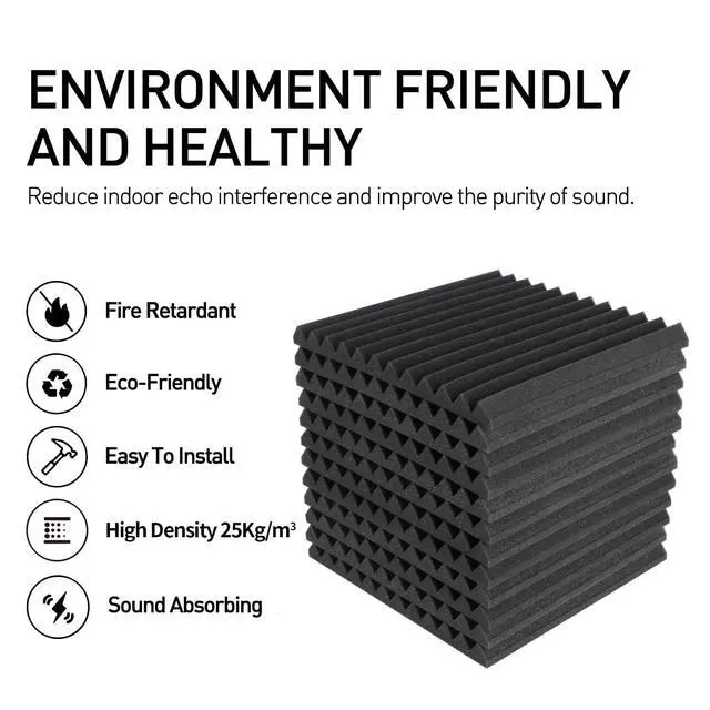Alt view image 3 of 6 - 52 Pack Acoustic Foam Panels 1" x 12" x 12" Sound Proof Foam Panles Soundproofing Noise Cancelling Wedge Panels for Home Office Recoding Studio with 300PCS Double-Side Adhesive