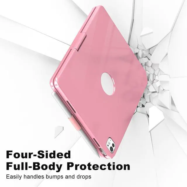 Alt view image 5 of 7 - Keyboard Case for iPad Pro 11-inch (M5/2025, M4/2024) with 7-Color Backlight, 360 Swivel Protective Case with Pencil Holder, Multi-Touch Trackpad, Rose Gold