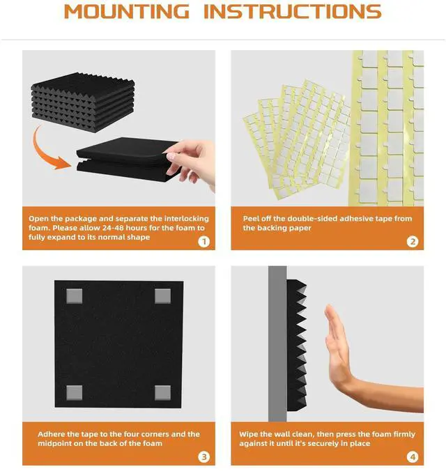 Alt view image 5 of 6 - 54 Pack Sound Proof Foam Panels |12"×12"×1" Quick-Recovery Soundproof Wall Panels | High Density Sound Dampening Panels for Home Studio |With Adhesive Stickers 270PCS