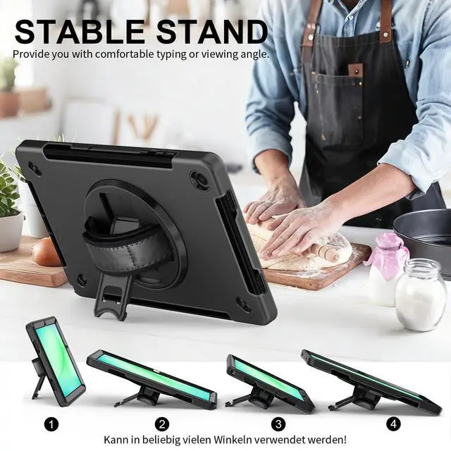 Alt view image 5 of 7 - Protective Case for Galaxy Tab A11 Plus 11-inch 2025 with Screen Protector, Shockproof Rugged Case for Samsung Tab A11+ with 360°Rotating Kickstand/Hand Strap/Shoulder Belt