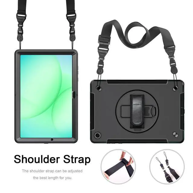 Alt view image 7 of 7 - Protective Case for Galaxy Tab A11 Plus 11-inch 2025 with Screen Protector, Shockproof Rugged Case for Samsung Tab A11+ with 360°Rotating Kickstand/Hand Strap/Shoulder Belt