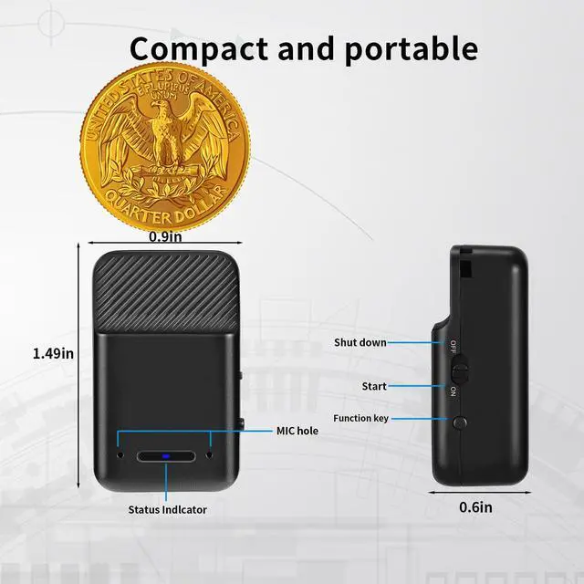 Main image of Mini Voice Recorder,64GB Magnetic Voice Activated Recorder with AI Noise Cancellation,72H Battery Life, USB-C Portable Recording Device for Car,Lectures,Meetings,Interviews (2025 Upgrade)